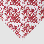 Papier Mousseline Motif élégant rouge foncé et blanc de damassé (Détail)