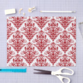 Papier Mousseline Motif élégant rouge foncé et blanc de damassé (Artisanat)