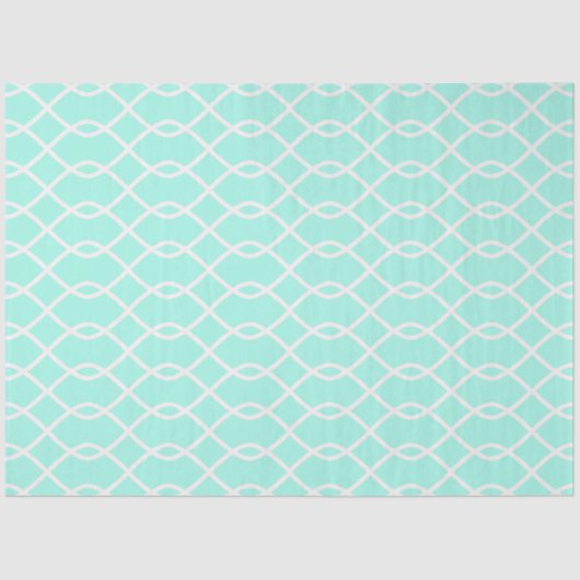 Papier Mousseline Motif ELEGANT WAVE - Papier Tissu Turquoise (Recto)