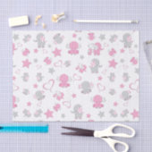 Papier Mousseline Motif Eléphant rose et gris pour bébé Imprimer (Artisanat)