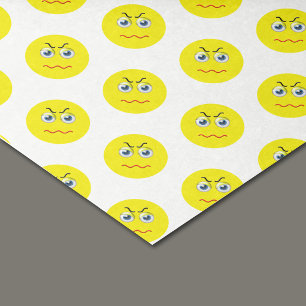 Papier Mousseline Motif Emoji Jaune Grave En Colère