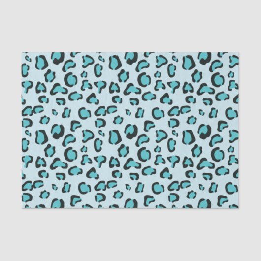 Papier Mousseline Motif Empreinte de léopard bleu (Recto)