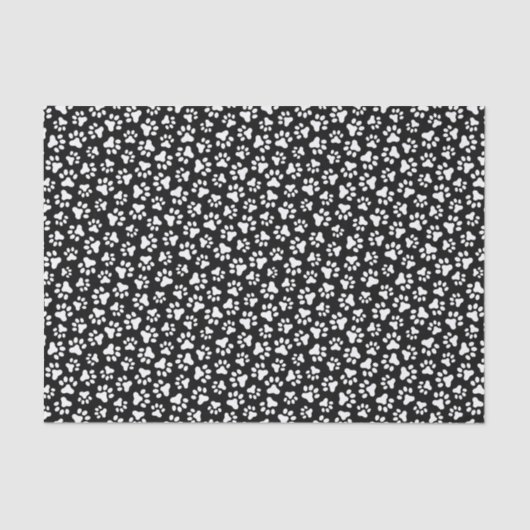 Papier Mousseline Motif empreinte de patte noir et blanc (Recto)