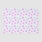 Papier Mousseline Motif Empreinte de patte rose violet bleu (Recto)
