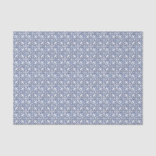 Papier Mousseline Motif en azulejo bleu foncé et blanc