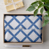 Papier Mousseline Motif en bambou blanc et bleu (Cadeau)