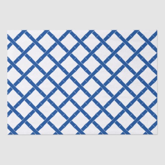Papier Mousseline Motif en bambou blanc et bleu (Recto)