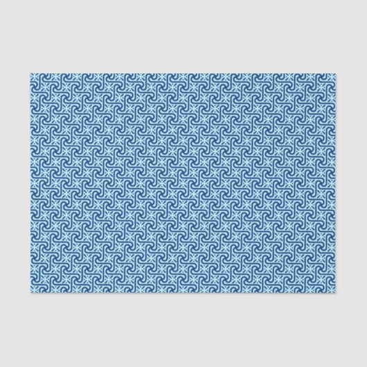 Papier Mousseline Motif en carreaux égyptiens, Indigo et ciel bleu c (Recto)