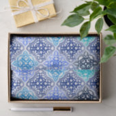 Papier Mousseline Motif en carrelage marocain peint en bleu (Cadeau)