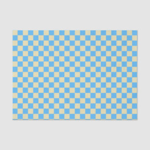 Papier Mousseline Motif en damier esthétique rétro Bleu Blanc 