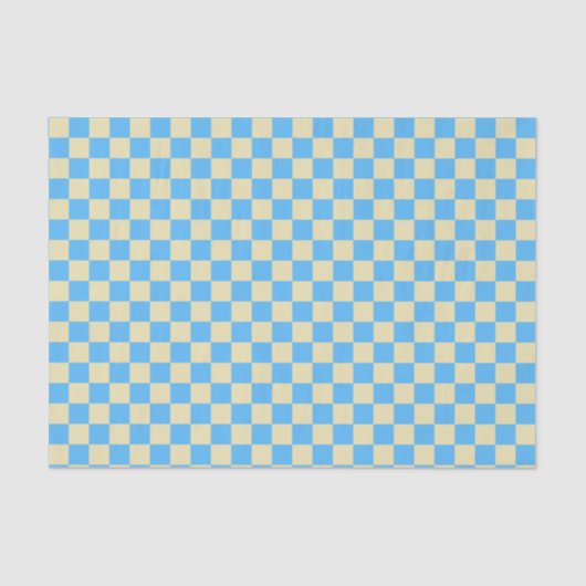 Papier Mousseline Motif en damier esthétique rétro Bleu Blanc  (Recto)