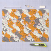 Papier Mousseline Motif en diagonale du chat noir blanc gingembre (Artisanat)