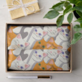 Papier Mousseline Motif en diagonale du chat noir blanc gingembre (Cadeau)