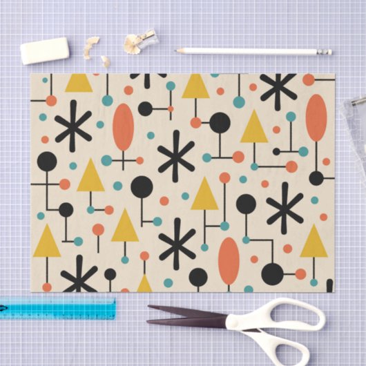 Papier Mousseline Motif en étoile éclatée de style Mid Century Moder (Artisanat)