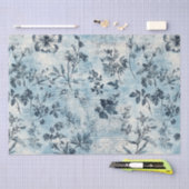 Papier Mousseline Motif en fleurs bleues (Artisanat)