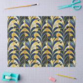 Papier Mousseline Motif en marbre bleu et or Art déco (Artisanat)