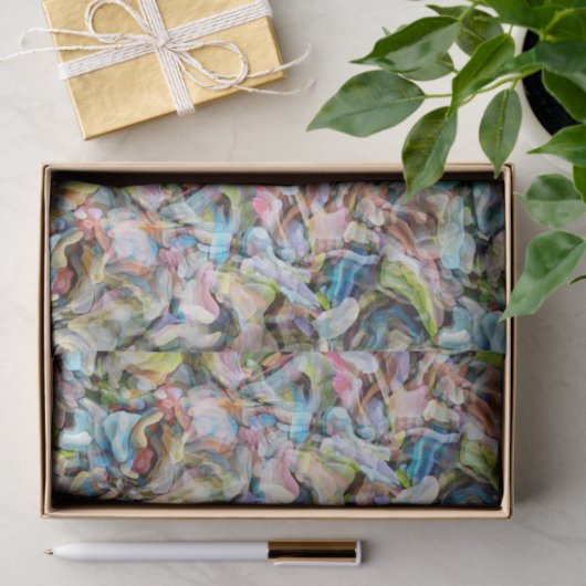 Papier Mousseline Motif en marbre bleu rose citron vert noir (Cadeau)