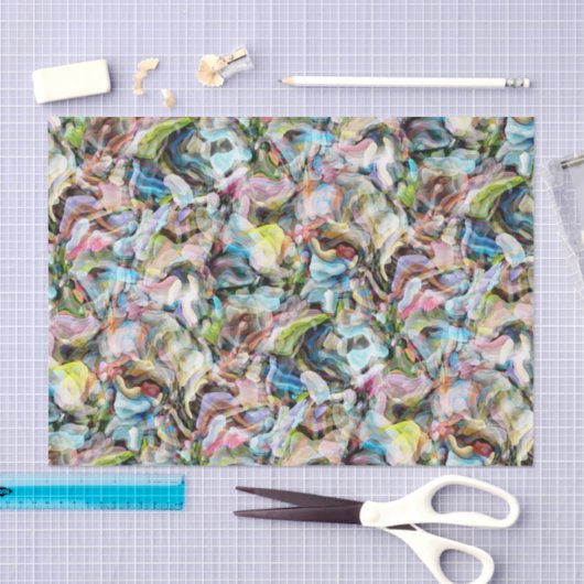 Papier Mousseline Motif en marbre bleu rose citron vert noir (Artisanat)
