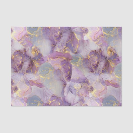 Papier Mousseline Motif en marbre Pastel Lilac, Parties scintillant (Recto)