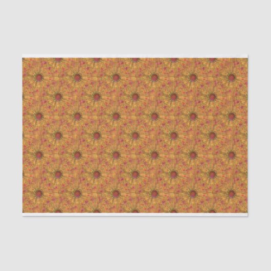 Papier Mousseline Motif en mosaïque circulaire orange doré (Recto)