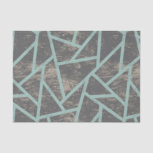 Papier Mousseline Motif en mosaïque vert pâle et gris