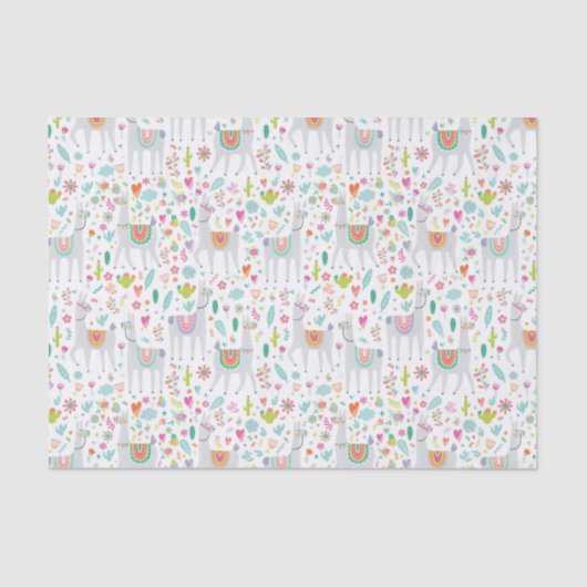 Papier Mousseline Motif en pastel mignon de lama (Recto)