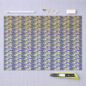 Papier Mousseline Motif en plumes de paon bleu et or (Artisanat)