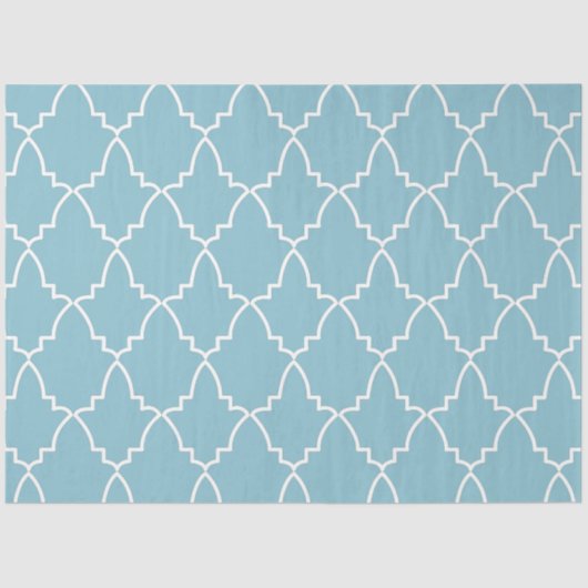 Papier Mousseline Motif en treillis marocain bleu clair (Recto)