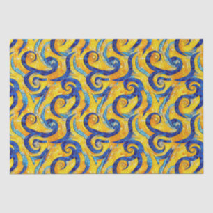 Papier Mousseline Motif en verre mosaïque nuit étoilée jaune et bleu
