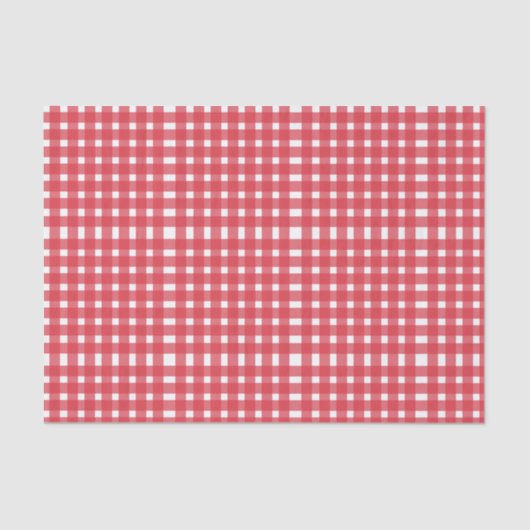 Papier Mousseline Motif En vichy blanc rouge (Recto)
