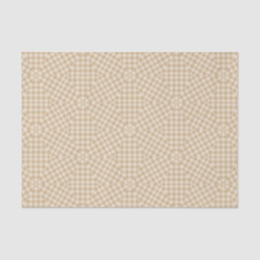 Papier Mousseline Motif En vichy moderne - Papier Tissu Beige (Recto)