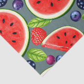 Papier Mousseline Motif Été Pastèque Baie (Détail)
