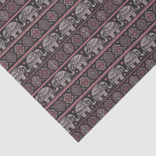 Papier Mousseline Motif ethnique noir d'éléphant (Détail)
