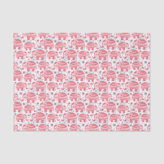 Papier Mousseline Motif ethnique rouge d'éléphant (Recto)