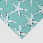 Papier Mousseline Motif Étoile de Mer Plage Bleu Canard Côtière (Détail)