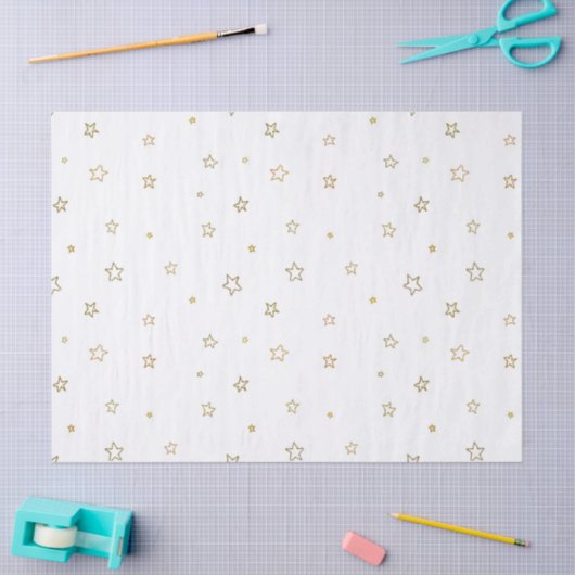 Papier Mousseline Motif étoilé mignon en blanc (Artisanat)