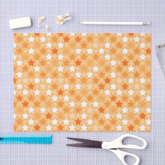 Papier Mousseline Motif étoile orange (Artisanat)