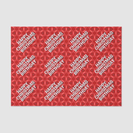 Papier Mousseline Motif étoile rouge / Joyeux Noël (Recto)