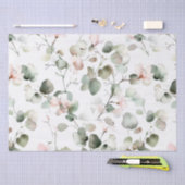 Papier Mousseline Motif Eucalyptus aquarelle (Artisanat)
