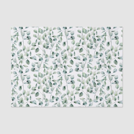 Papier Mousseline Motif Eucalyptus aquarelle (Recto)