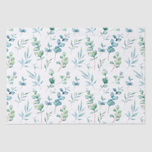 Papier Mousseline Motif Eucalyptus aquarelle (Recto)