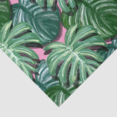Papier Mousseline Motif exotique Feuille tropical vert (Détail)