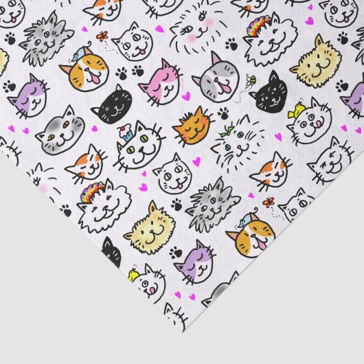Papier Mousseline Motif face chats Whimsical (Détail)
