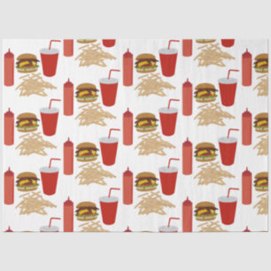 Papier Mousseline Motif Fast Food Burger Fries