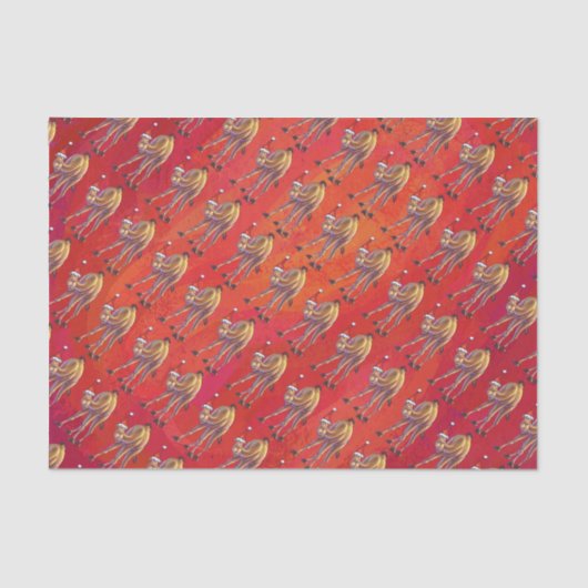 Papier Mousseline Motif Festif Camel En Rouge (Recto)