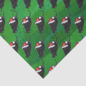 Papier Mousseline Motif Festif de chat noir sur vert (Détail)