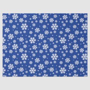 Papier Mousseline Motif festif de flocons de neige hivernaux bleus e