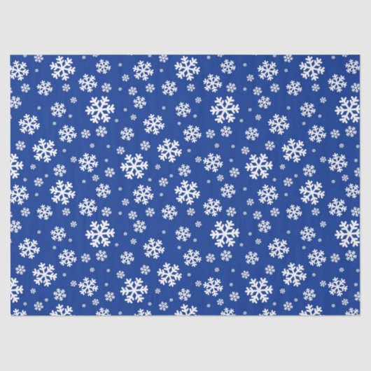Papier Mousseline Motif Festive Blue and White Winter Snowflakes (Recto)