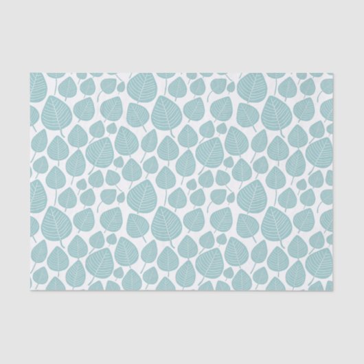 Papier Mousseline Motif feuille - bleu clair vert (Recto)