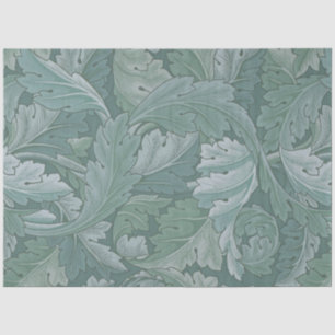Papier Mousseline Motif feuille d'acanthe bleu sarcelle de William M